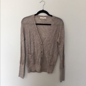 Loft heather Grey/tan long sleeve cardigan